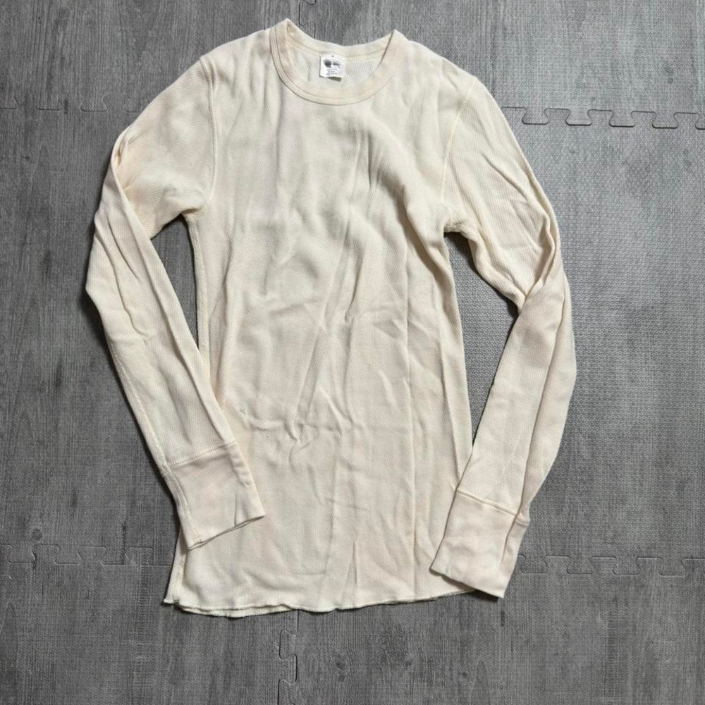 Vintage Duofold Cream Waffle Knit Thermal Long Sleeve Top 100% Cotton Size Small